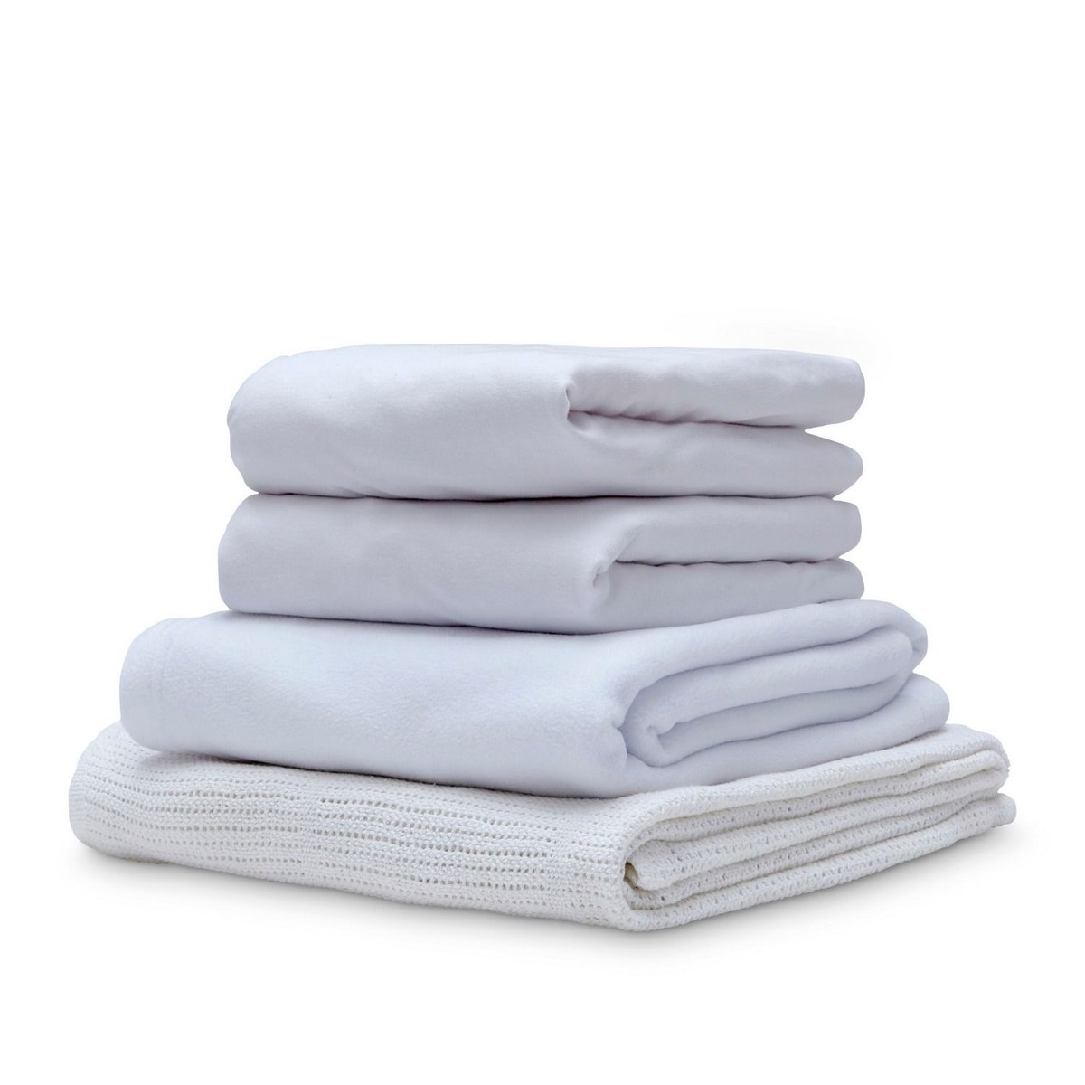 White Or Grey Cot Bed Starter Set Fitted Sheet Cellular Blanket