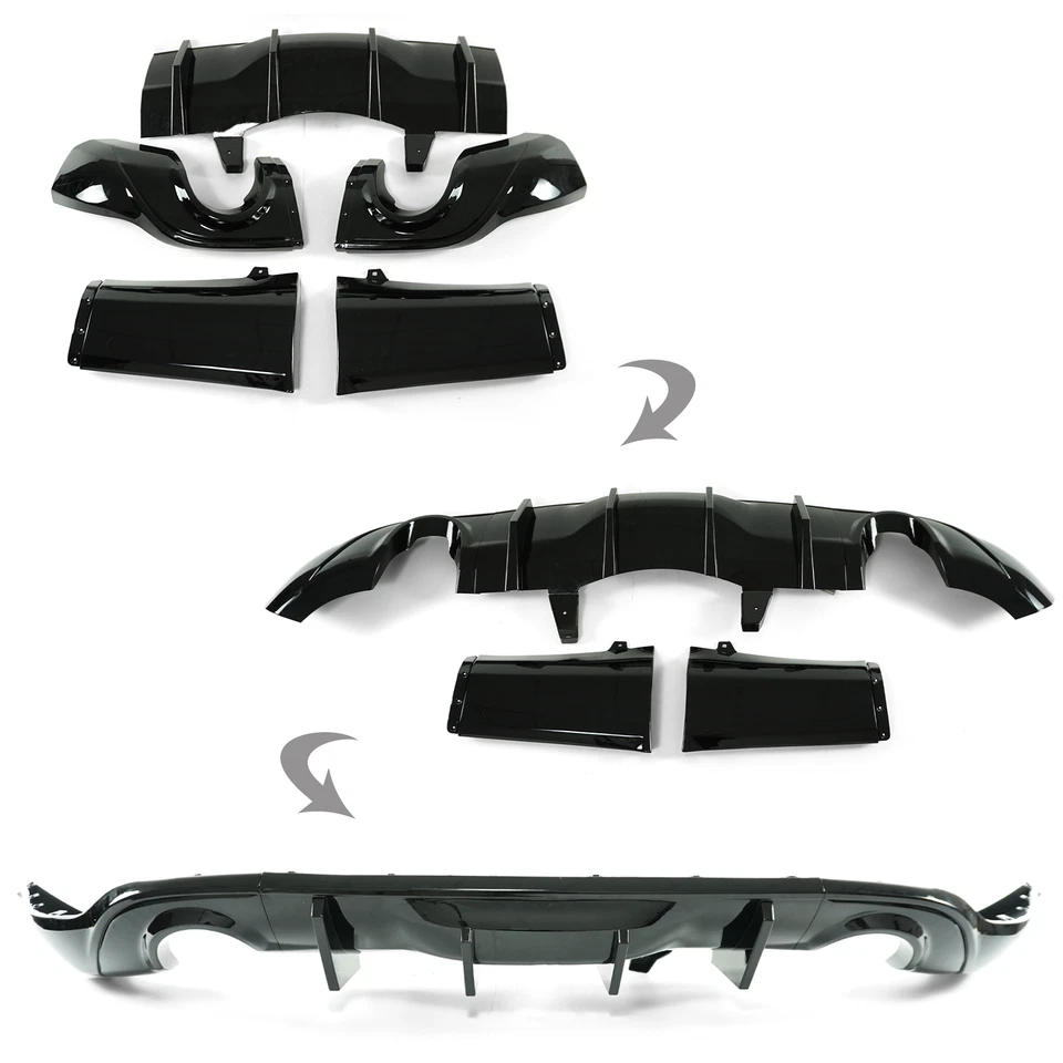 Difusor de parachoques trasero aleta de tiburón negro brillante para Dodge Durango R/T SRT 2011-2025 V2 Foto 4 de 4