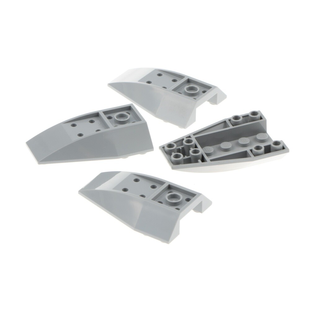 4x Lego Roof Brick 6x4x1 New Light Gray Inverted Curved Wedge Slope 43713