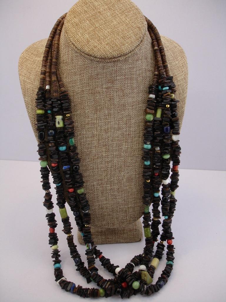 KEWA Santo Domingo 4-Strand Treasure Necklace Pen Shell Turquoise
