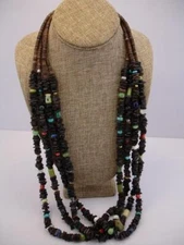 KEWA Santo Domingo 4-Strand Treasure Necklace Pen Shell Turquoise Coral Lapis