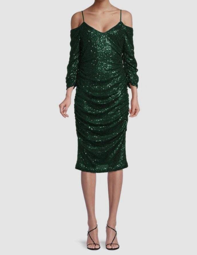 black halo midi dress in green Green Audrey Dress