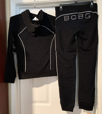 BCBG MAXAZRIA Rhinestone Y2K Detailed Hoodie And Pants