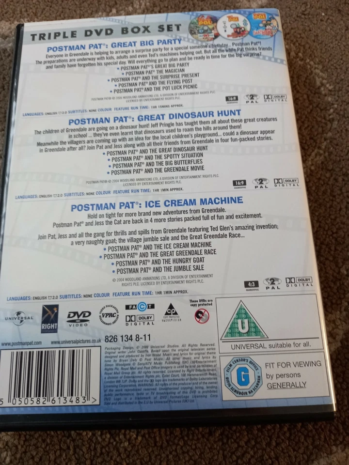 POSTMAN PAT - 3 DISC - GREAT BIG PARTY / GREAT DINOSAUR HUNT / ICE CREAM MACHINE - Image 2 of 2