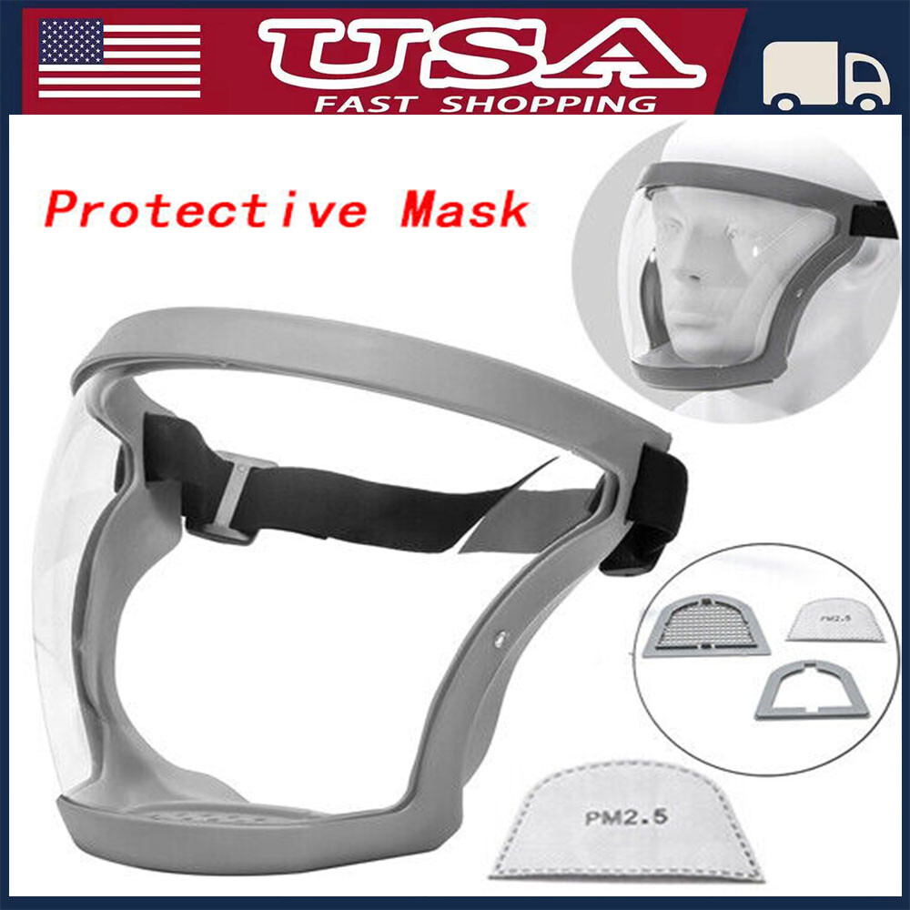 AntiFog Face Shield Protective Cover Transparent Full Shield Mask with Filter eBay