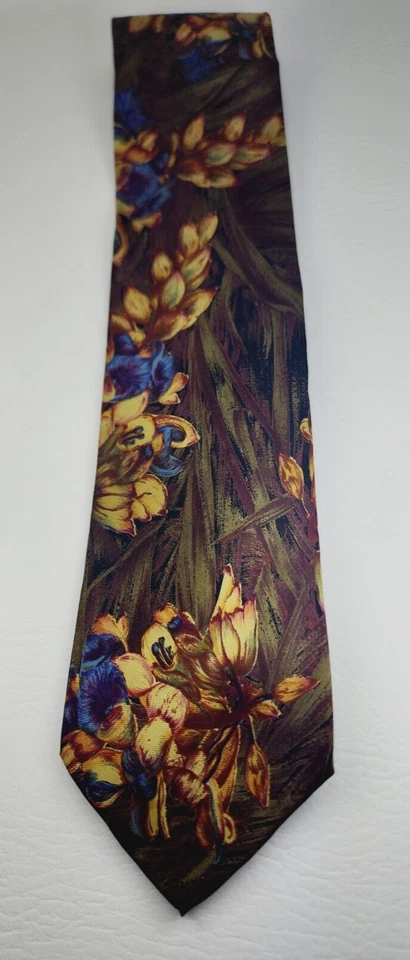 Corbata Estructura Floral 100% Seda Vintage Foto 2 de 4