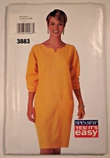 S&S-3883 Dress Sewing Pattern See & Sew Size XSm 6-Sm 8-10- Med 12-14 Uncut