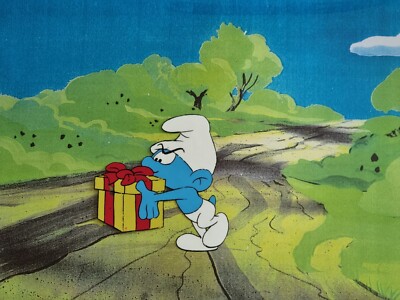 Hanna Barbera Original 1980er Vintage TV SCHLÜMPFE Animation Kunst Produktion Cel #201