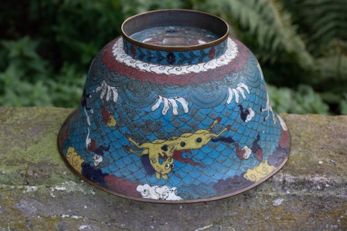 Eine große, antike Cloisonné Emaille - Schale im Ming-Stil, China, 19. Jh. Qing - Bild 13 von 13