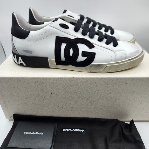 Dolce & Gabbana Portofino men's leather sneakers white/black EU 44 US 11 $725 - Picture 1 of 24