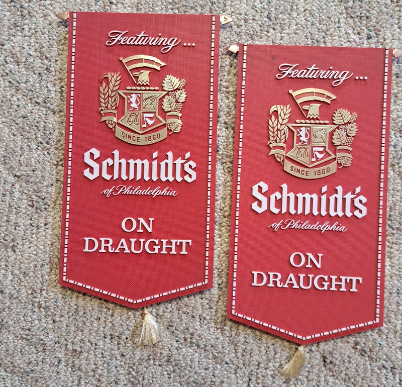 2 Vintage Schmidt's of Philadelphia On Draught Plastic  Beer Signs