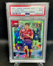 2021 Topps Chrome MLS Sapphire RICARDO PEPI Green REFRACTOR /75 PSA 9 MINT USA