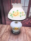 Vintage Hurricane Lamp yellow Flowers Glass Shade 15"