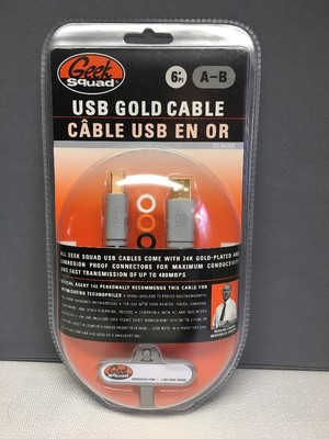6' pi geek squad USB Gold cable (a-b) (600603101595)