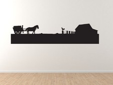 Farm 1 - Farm Landscape Farmhouse Rooster Scene - Vinyl Wall Decal Art