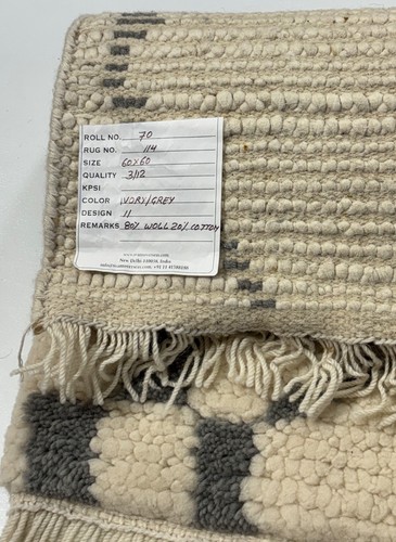 Handmade Rug 60X60 Cm 100% Wool Soft Ivory & Gray R70 - Picture 7 of 7
