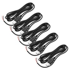 Micro USB Male to 2Pin Bare Wire 24AWG 79", 5Pcs Open End Pigtail Power Cable