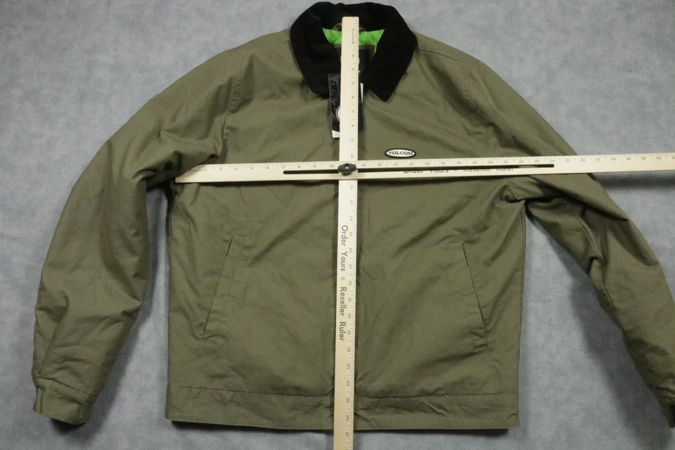 Volcom Jacket Mens Medium Olive Corduroy Collar Quilted Chore Workwear A1732409 - Image 4 of 4