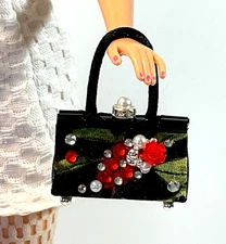 OOAK Barbie Doll Purse Black Bag For 11” Fashion Dolls Designed by ‘Bee