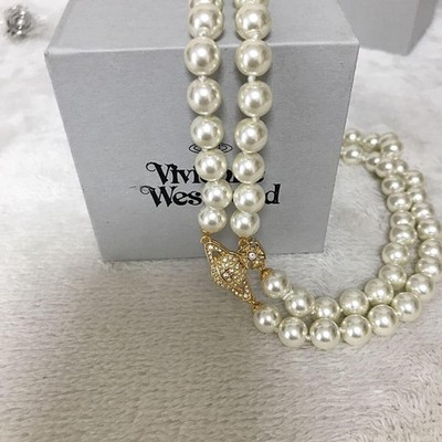 Vivienne Westwood GRAZIELLA Orb 2Row Pearl Necklace Choker Gold