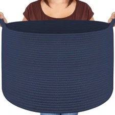 Extra Large Blanket Basket, Maliton Cotton Rope Bin for Toys, Woven Laundry H...