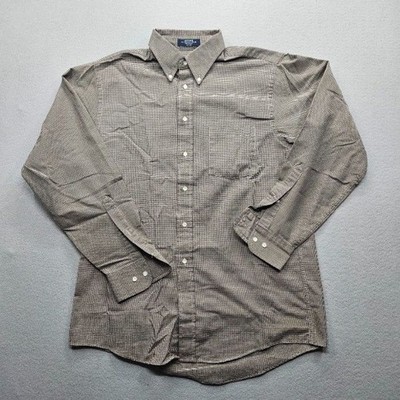 arrow oxford dress shirts Arrow Dover Oxford Men's Size Medium Brown Beige Long Sleeve Button Down Shirt