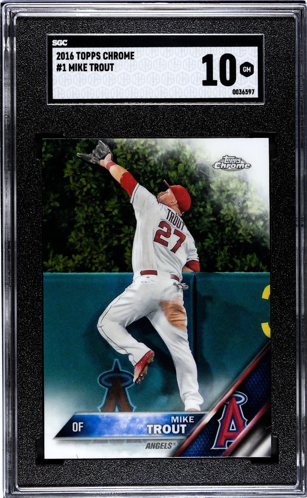 Topps 2016 Chrome Mike Trout #1 SGC 10 Base Set MLB Angels Sports Trading Card