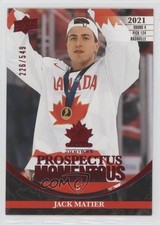 2023 Team Canada Juniors Prospectus Momentous Electric Red /549 Jack Matier 16fy