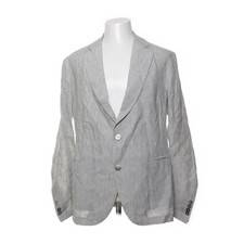 Emporio Armani, Blazer, Größe: 52, Grau, Leinen, Fischgräte, Herren #aeT