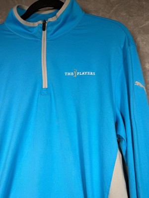 Puma The Players Championship 1/4 Zip Pullover Sweatshirt Size Medium Blue Golf