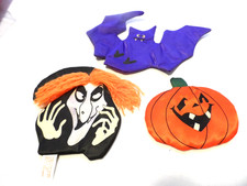 3 VINTAGE AVON HALLOWEEN FABRIC FRIG MAGNETS - 1980'S