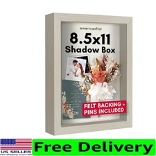 Stunning 8.5x11 Shadow Box Frame - Shatter-Resistant Glass & Elegant Design