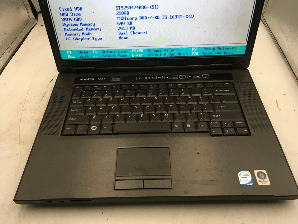 DELL VOSTRO 1520 - BOOTS TO BIOS - INTEL CORE 2 DUO T6570 - 2GB RAM - READ - BB! - Image 3 of 4