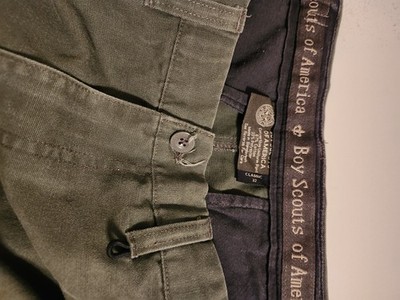 Boy Scouts of America Boys Green Cargo Pants Cotton Canvas Cargo Pockets Hiking