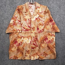 VINTAGE Alan Stuart Hawaiian Shirt Mens XL Orange Button Up Tropical Aloha USA