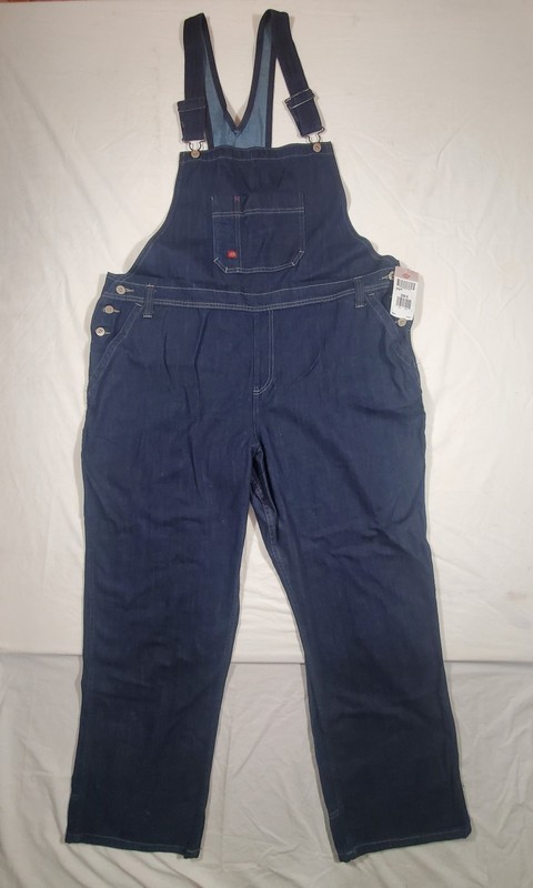NWT-Dickies Denim Bib Overalls - Women's Size 20W-Blue- Straight Leg- Carpenter