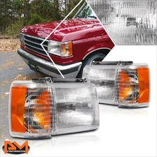 For 87-91 Ford F150/F250/F350/Bronco OE Style Headlights/Lamps Replacement Pair