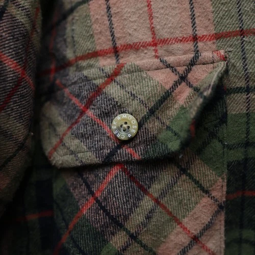 Moose Creek Mens XL Quilted Lined Flannel Hooded Shirt Jacket Plaid Green Peach image 2