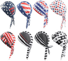8 Pack Do Rag Skull Caps for Men Cap Bandana Hat Sweat Wicking Cooling Helmet