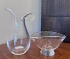Classic Steuben Glass Creamer & Sugar Bowl Signed - Hand Blown. Rare