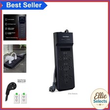 Surge Protector 12 Outlet 3600 Joules 125V 15A 6 Ft Cord Wide Spaced Black Wall