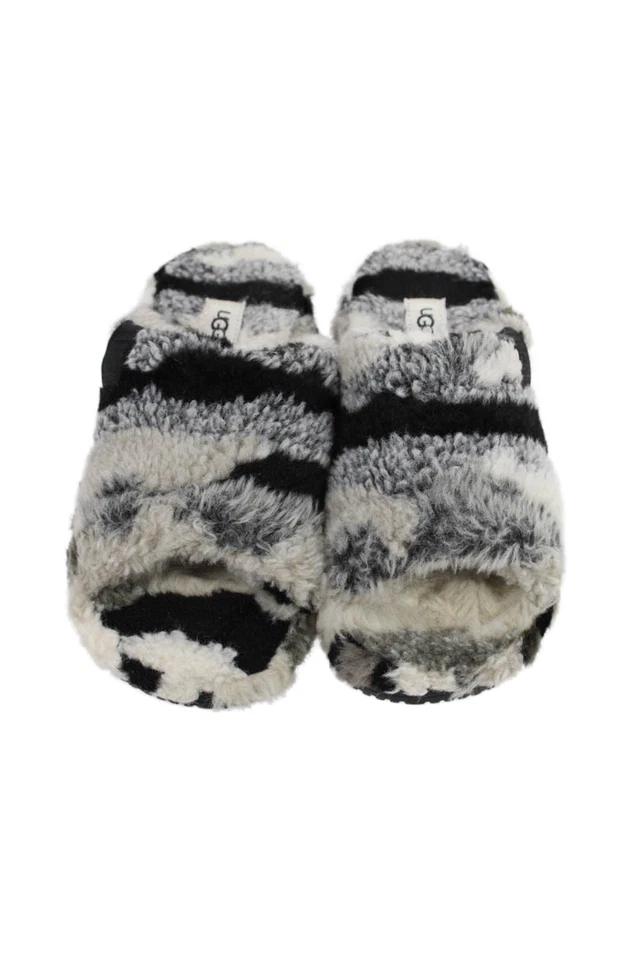 Ugg Womens Fluff Yeah Cali Collage Slides Slippers Shoes Gray Combo Size 7 - Image 2 of 4