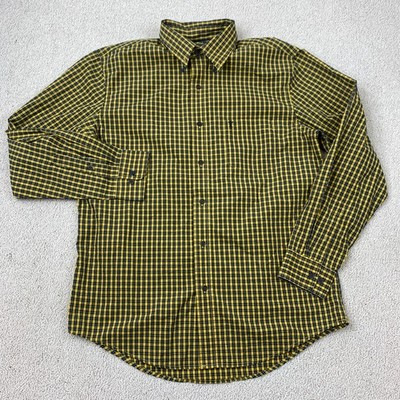 Arrow Button Up Shirt Men's M Black Yellow Check Long Sleeve Casual