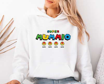 Super Mummio Hoodie Retro Gaming Mothers Day Custom Mama Pullover