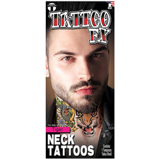 Tinsley Transfers Neck Tattoo Tiger Temporary Tattoos - Morris Costumes