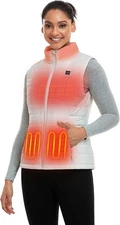 Women’s Lightweight Heated Vest USB-C Battery Puffer Heating Vest White-S