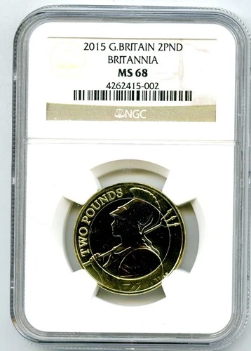 2015 2£ GREAT BRITAIN BRITANNIA TWO POUND NGC MS68 SCARCE HIGH GRADE POP ONLY 2