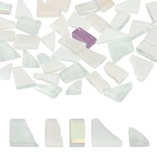 Irregular Glass Mosaic Tiles, 200G/0.4LB Stained Glass Sheets, White Series