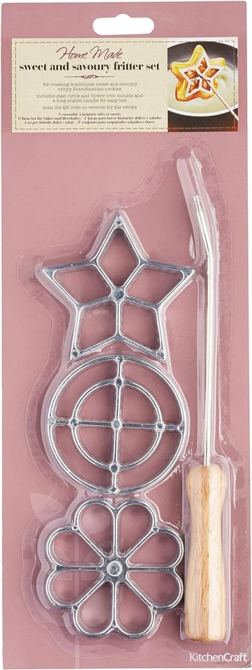 Home Made Ferri per Rosette Svedesi, Metallo, Set Di 4 Stampi per Biscotti Tipic - Immagine 4 di 4