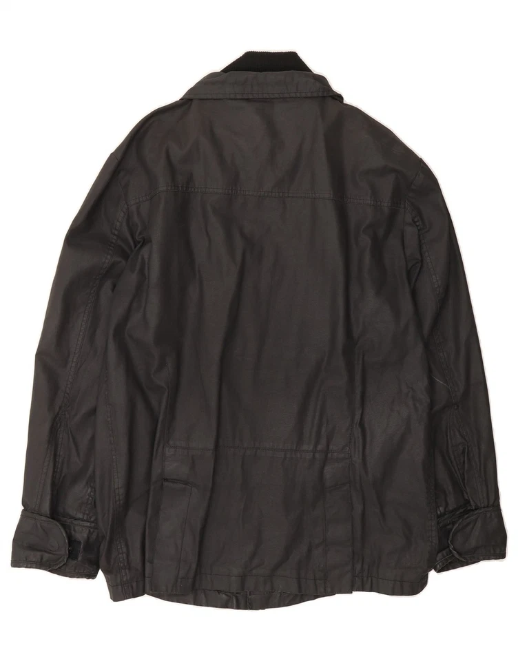 FRENCH CONNECTION Mens Military Jacket UK 40 Large Black Polyester ZA07 - Image 2 of 4